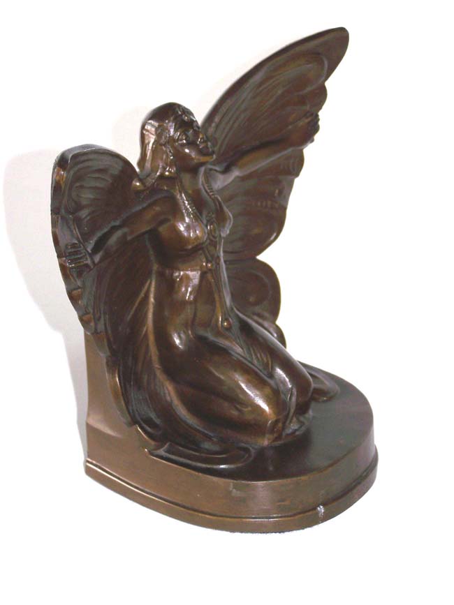 A Magnificent Pair of Art Deco Antique Bookends depicting a Winged Lady — image 3